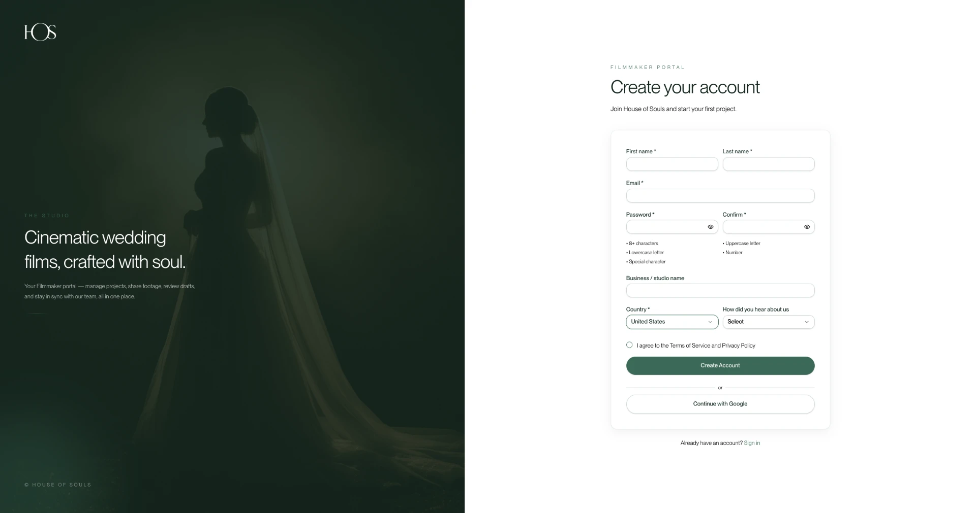 Create your filmmaker portal account
