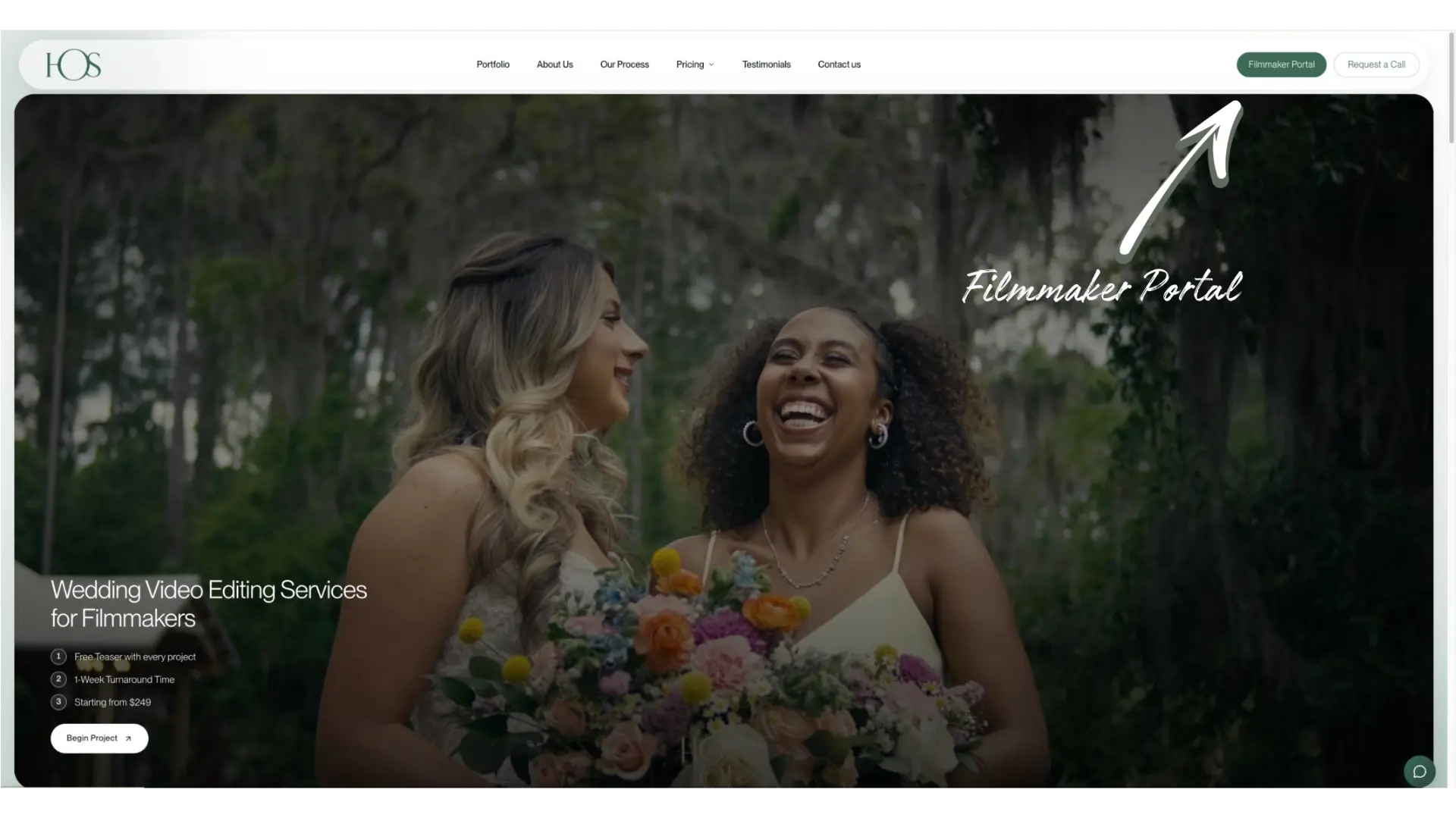 Filmmaker portal location on the homepage
